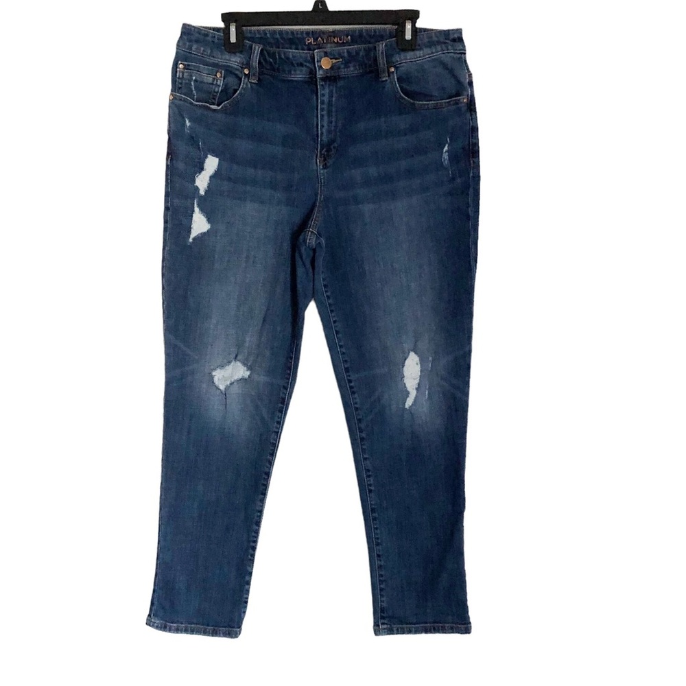 Chico’s Platinum Skimmer Denim Blue Jean Distressed Size 2 (12)